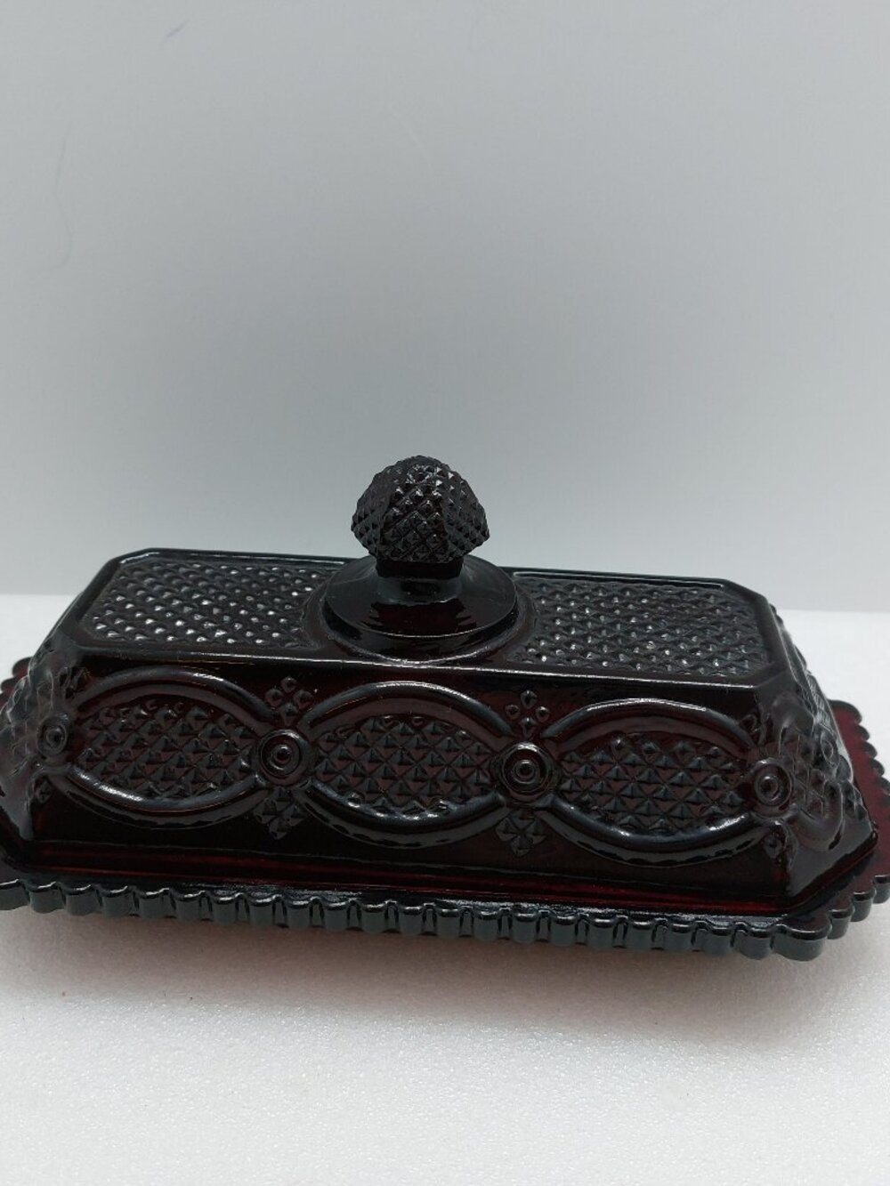 Vintage Avon Cape Cod Ruby Glass Covered Red Butter Dish